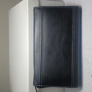 Leeds black leather passport travel wallet